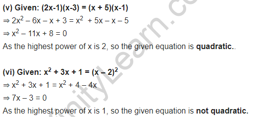 NCERT Solutions for Class 10 Maths Chapter 4 Quadratic Equations Ex 4.1 PDF Download Q1.1