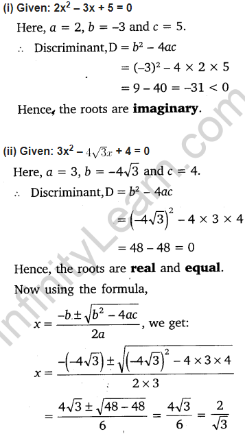 NCERT Solutions for Class 10 Maths Chapter 4 Quadratic Equations Exercise 4.4 Free PDF Download Q1