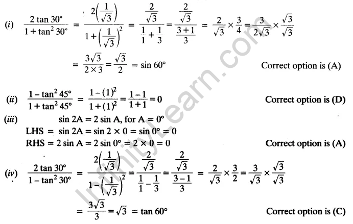NCERT Solutions for Class 10 Maths Chapter 8 Trigonometry Exercise 8.2 Q2