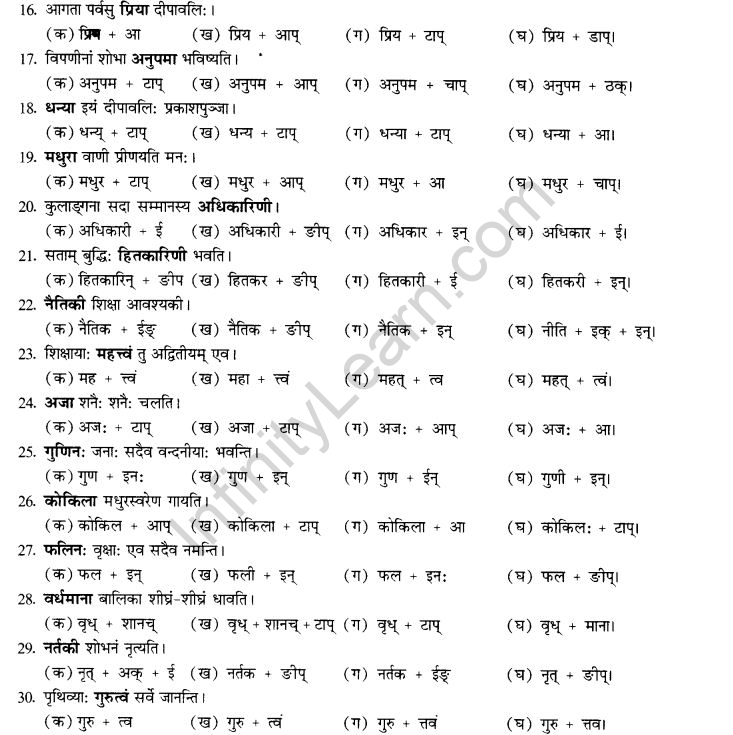 NCERT Solutions for Class 10th Sanskrit Chapter 4 Pratyayah 60