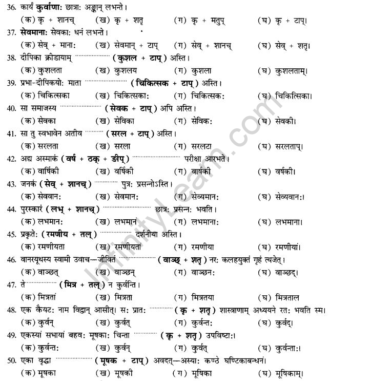NCERT Solutions for Class 10th Sanskrit Chapter 4 Pratyayah 62