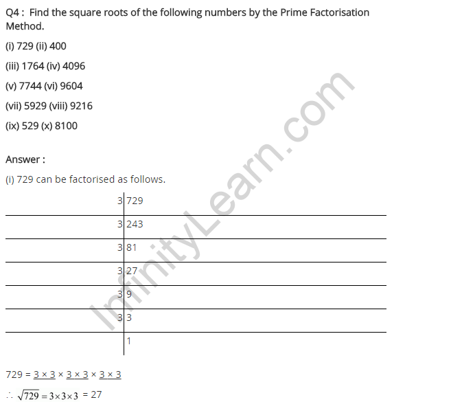 NCERT Solutions for Class 8 Maths Chapter 6 Squares and Square Roots Ex 6.3 Q4