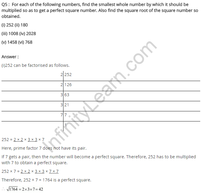 NCERT Solutions for Class 8 Maths Chapter 6 Squares and Square Roots Ex 6.3 Q5