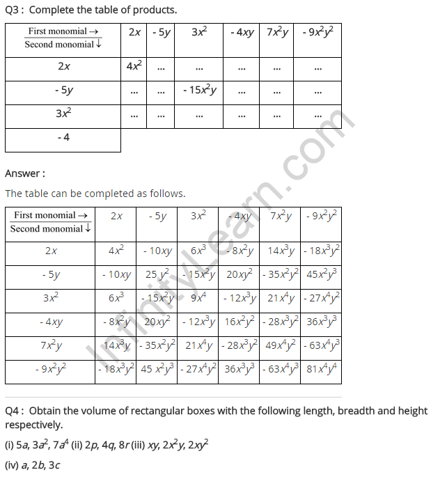 NCERT Solutions for Class 8 Maths Chapter 9 Algebraic Expressions and Identities Ex 9.2 q-3