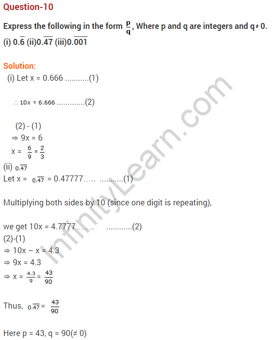 NCERT Solutions for Class 9 Maths Chapter 1 Number Systems Ex 1.3 q10