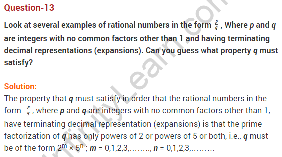NCERT Solutions for Class 9 Maths Chapter 1 Number Systems Ex 1.3 q13