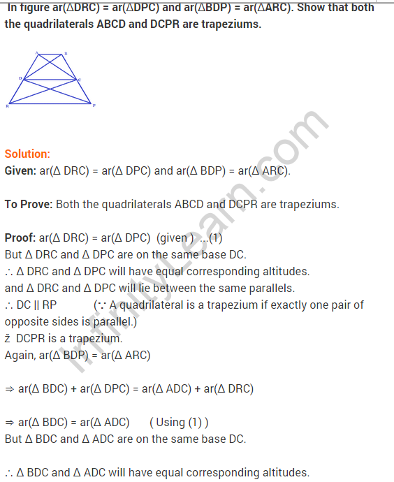 NCERT Solutions for Class 9 Maths Chapter 9 Areas of Parallelograms and Triangles Ex 9.3 A16