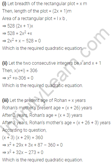 Quadratic Equations Class 10 Maths NCERT Solutions Chapter 4 Ex 4.1 Q2