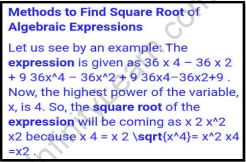 How To Find Square Root Of Algebraic Expressions