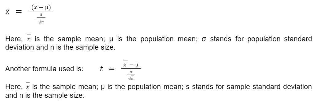 Hyothesis testing formula