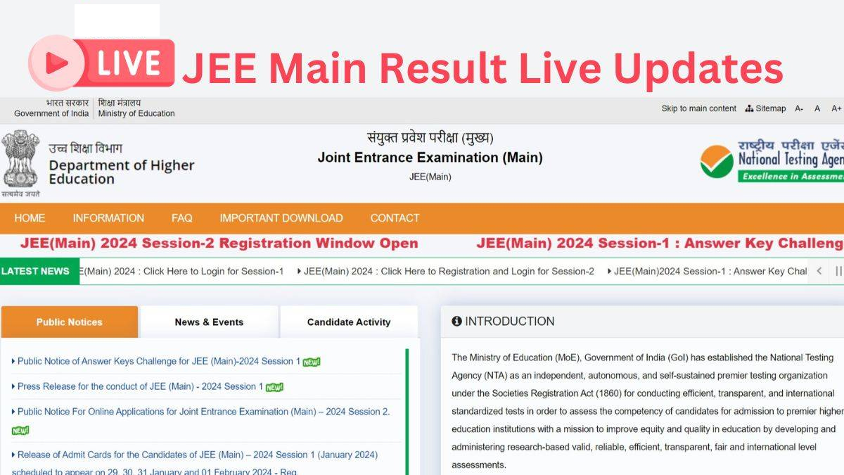 JEE Main Result 2024 Session 1 Live Updates