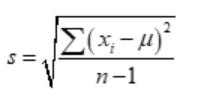 Sample standard deviation of formula