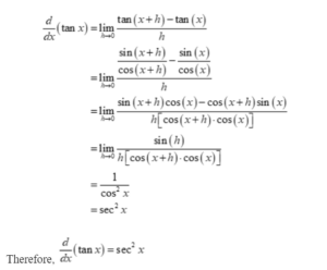 Derivative of tanx - using Chain Rule and Quotient Rule