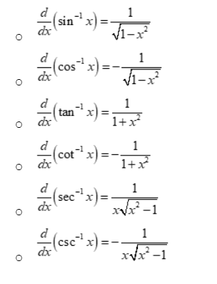 Derivatives of inverse trigonometric functions 