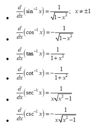 Differentiation of inverse trigonometric functions 
