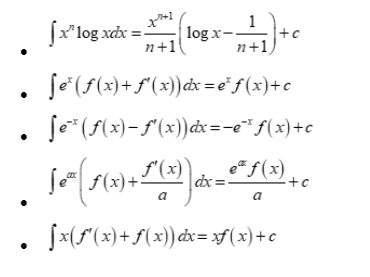 Integral formulas using integration by parts
