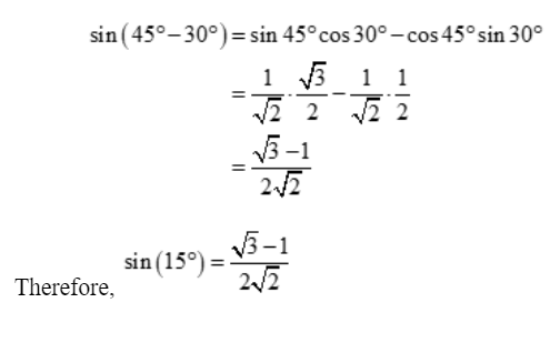 Value of sin 15 