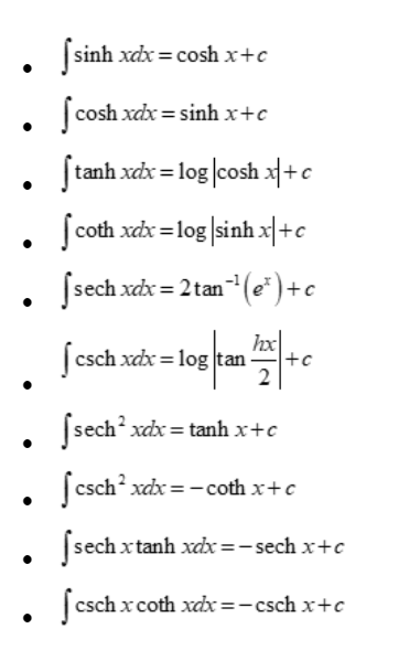 Integration of hyperbolic function