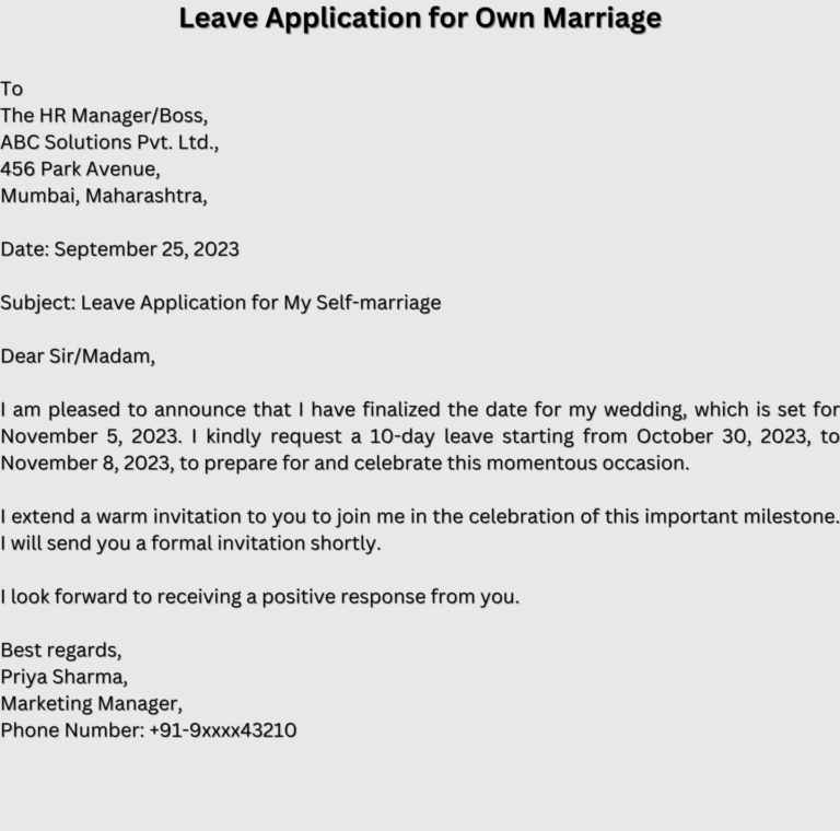 Marriage Leave Application for Office, Cousin Marriage, and School