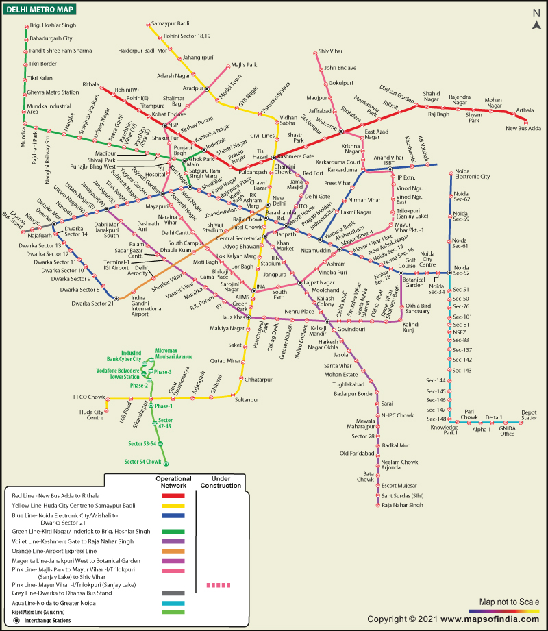 Delhi Metro Route Map 