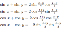 Sum to Product Identities