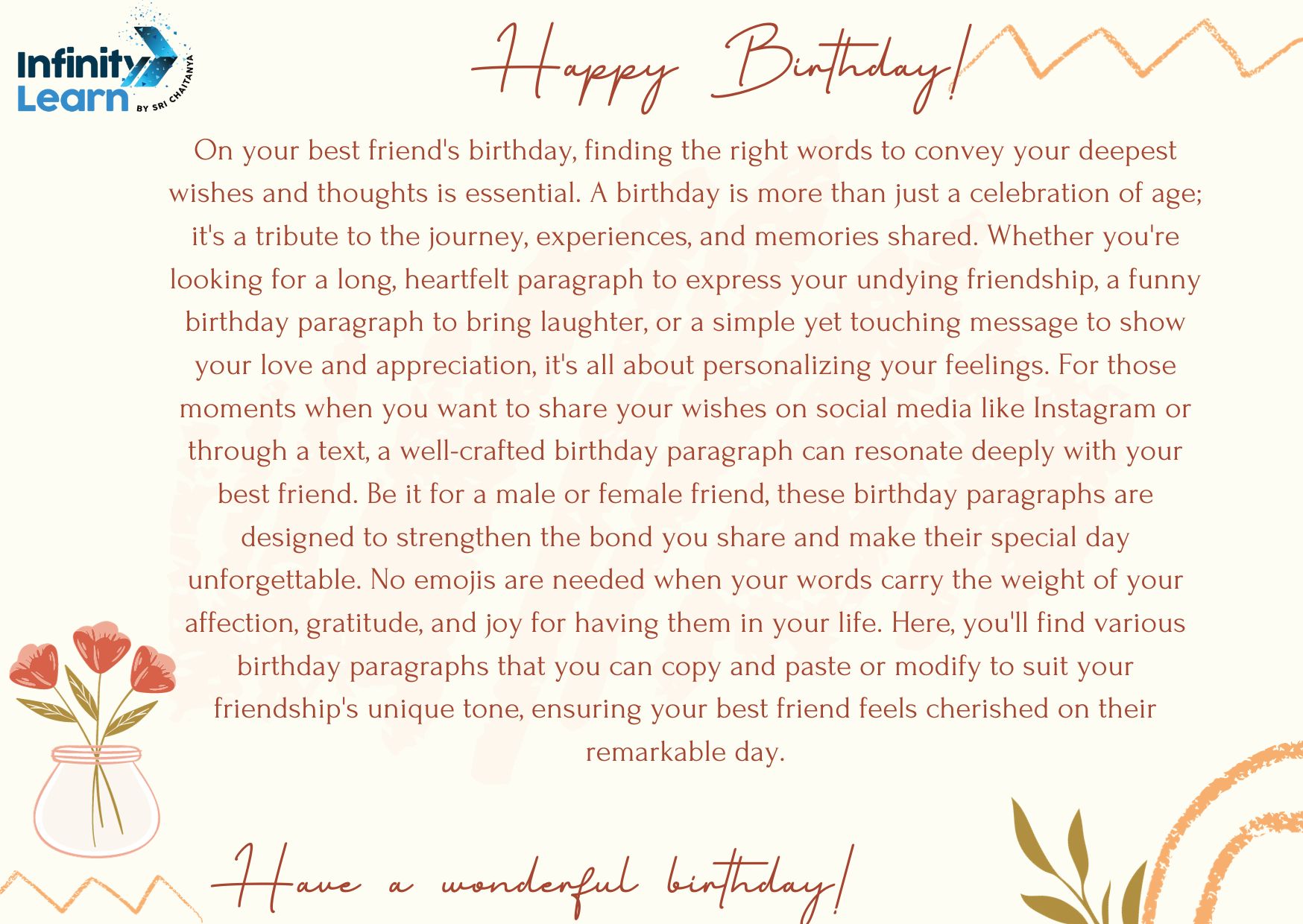 birthday paragraph for best friend