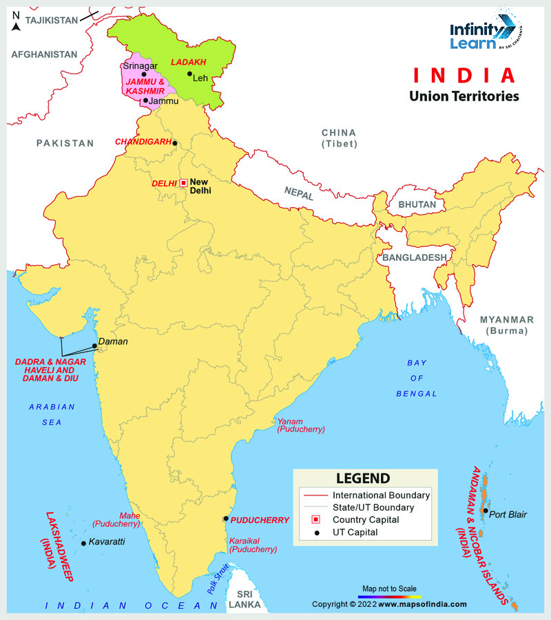 Union Territories of India Map
