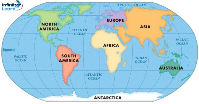 7 Continents and 5 Oceans Map