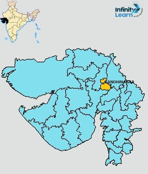 Capital of Gujarat in India Map