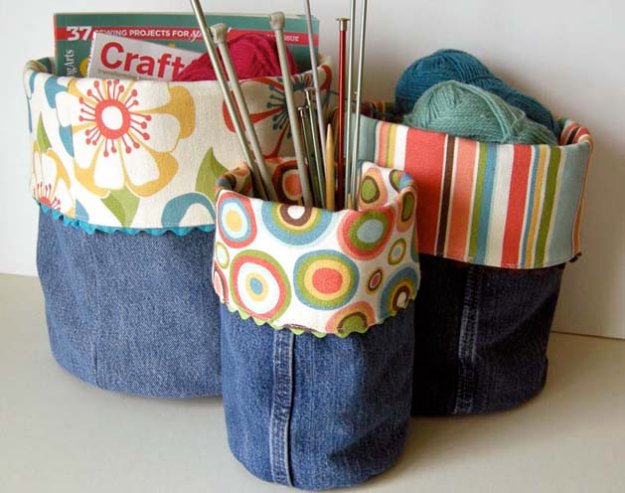 Cupboard Organiser from Old Jeans