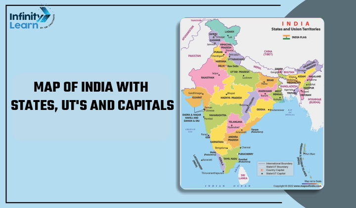 Map of India with States, UT's and Capitals