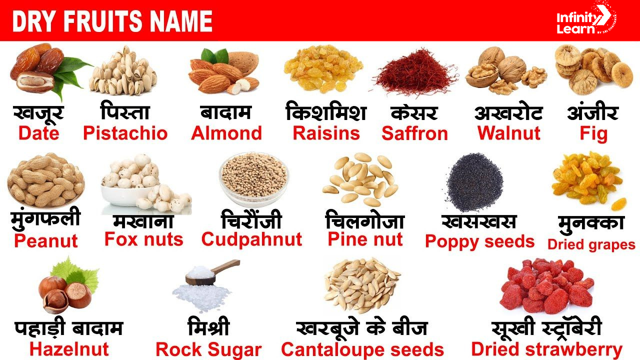 Dry Fruits Name List Of All Dry Fruits Names In English And Hindi 