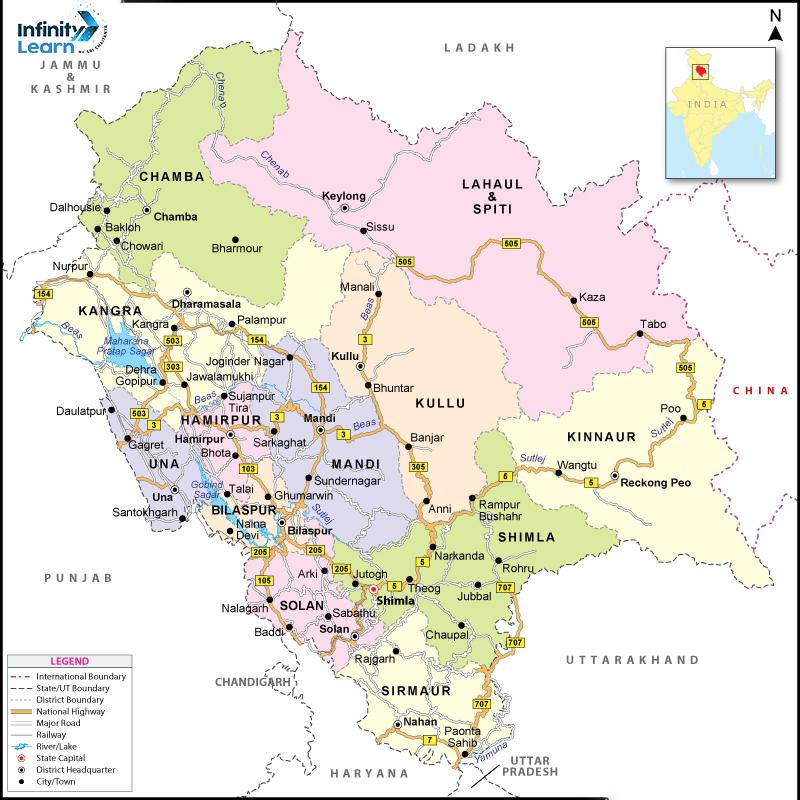 Himachal Pradesh Map District Wise 
