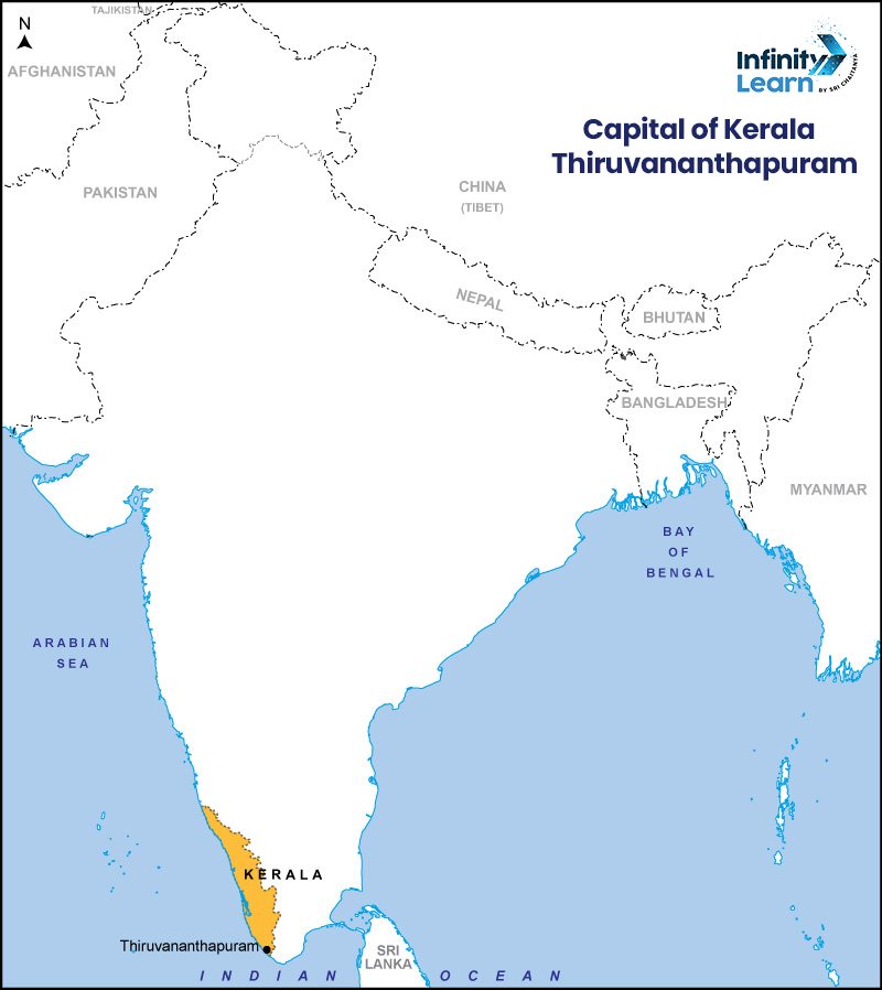 Capital of Kerala in Map