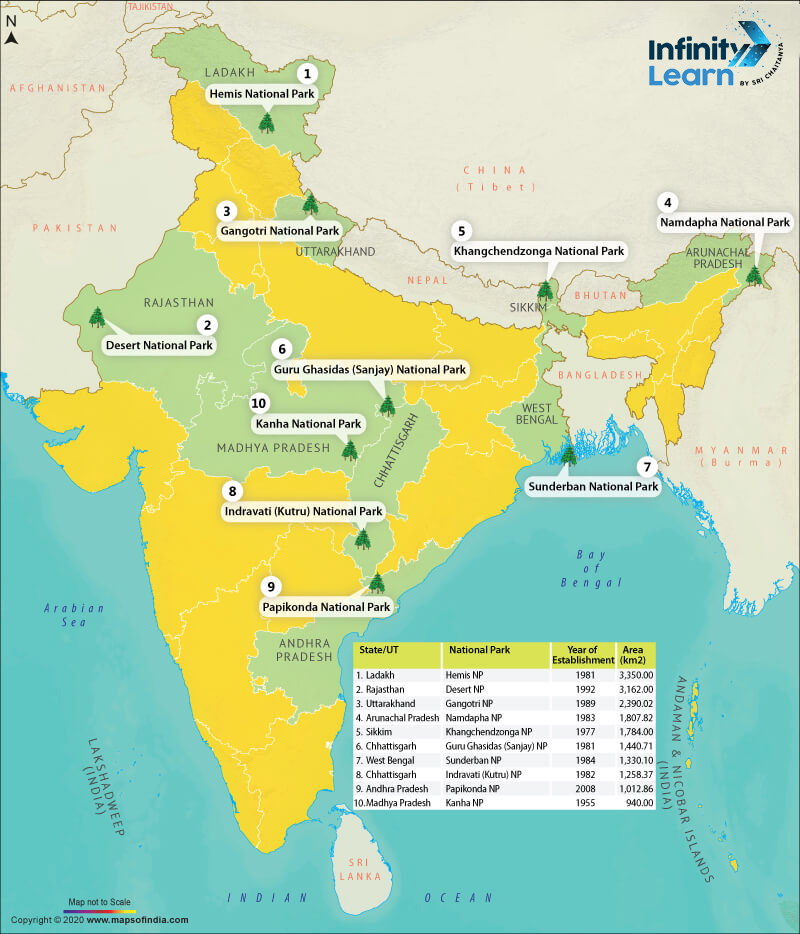 National Parks in India Map