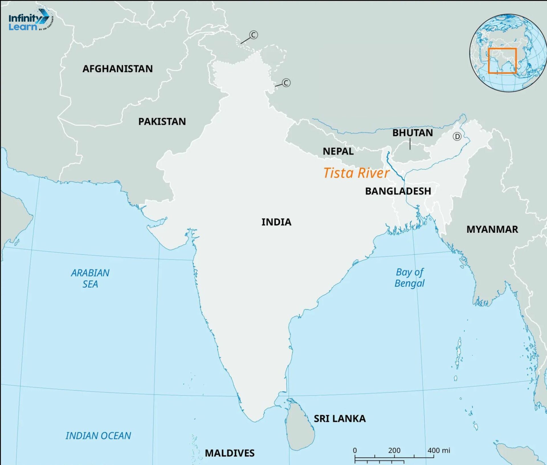 Teesta River in India Map