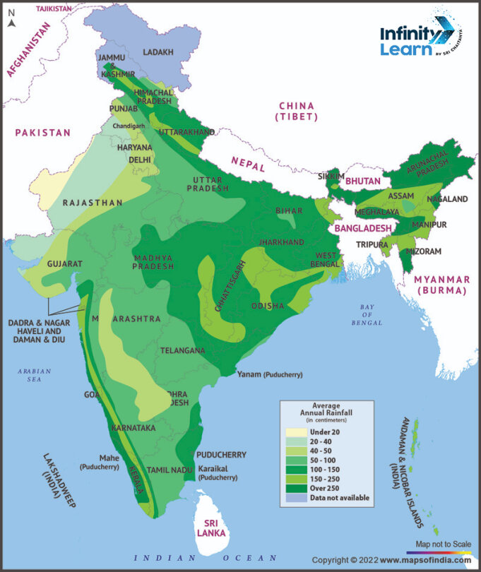 annual rainfall in india