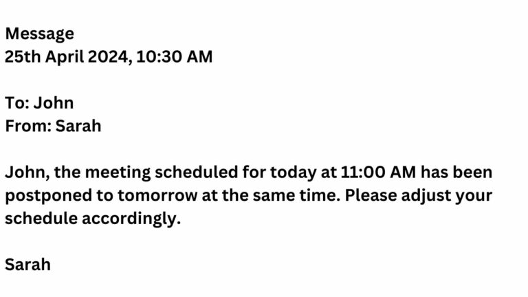 Message Writing for Class 6 - Format, Example Topic and Questions