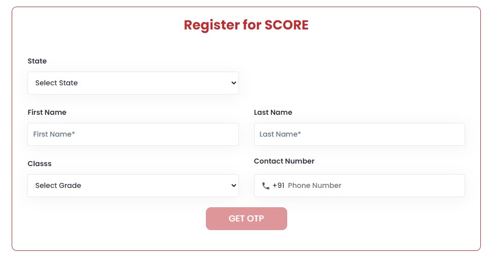 Sri Chaitanya SCORE Scholarship Test 2024 Register Button