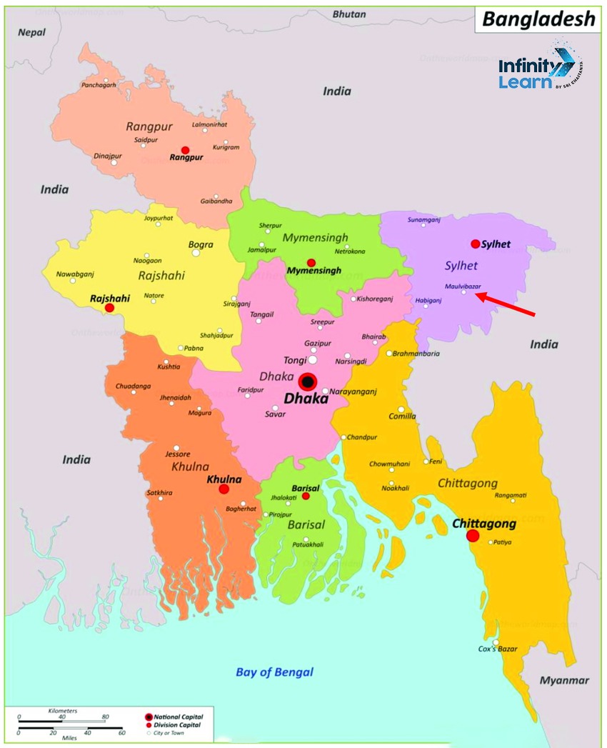 Districts of Bangladesh Map 