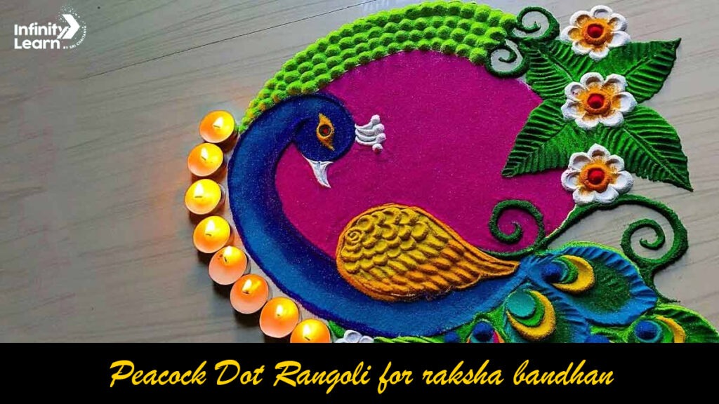 Peacock Dot Rangoli for raksha bandhan 