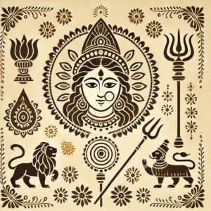 Dusshera Rangoli Design of Maa Durga