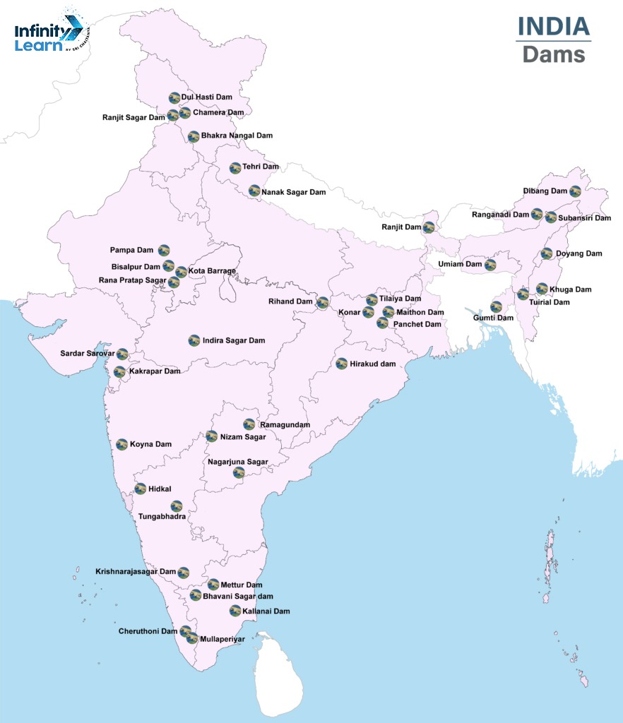 Dams in India map