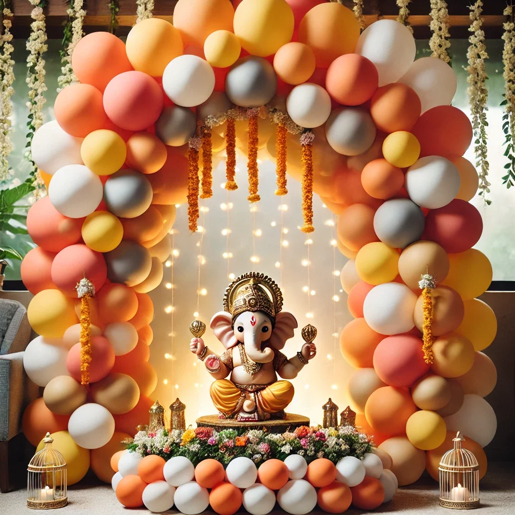 DIY Ganpati Decoration Idea with ballons