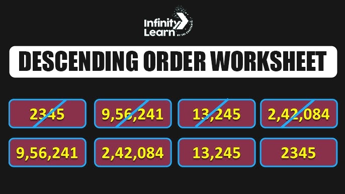 Descending Order Worksheet 