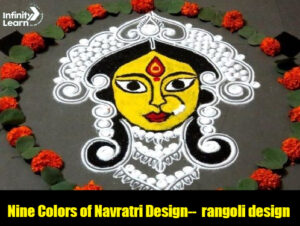 Nine Colors of Navratri Design-- rangoli design 