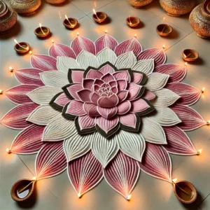 easy rangoli for diwali​ - Lotus design