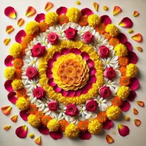 Diwali rangoli Design- Floral Petal Rangoli