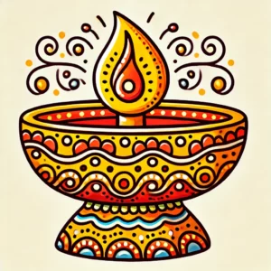 Traditional Diya Drawing for Kids