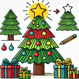 Christmas tree drawing for kids